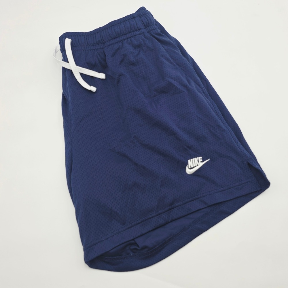 Nike Club Flow Mesh Shorts Men XL Athletic Navy Blue Drawstring Pockets DX0735